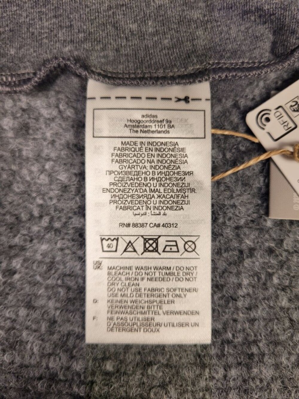 NWT Adidas High-Waisted Logo Leggings Women's XS Dark Grey Heather/Blue Fusion - Picture 7 of 7